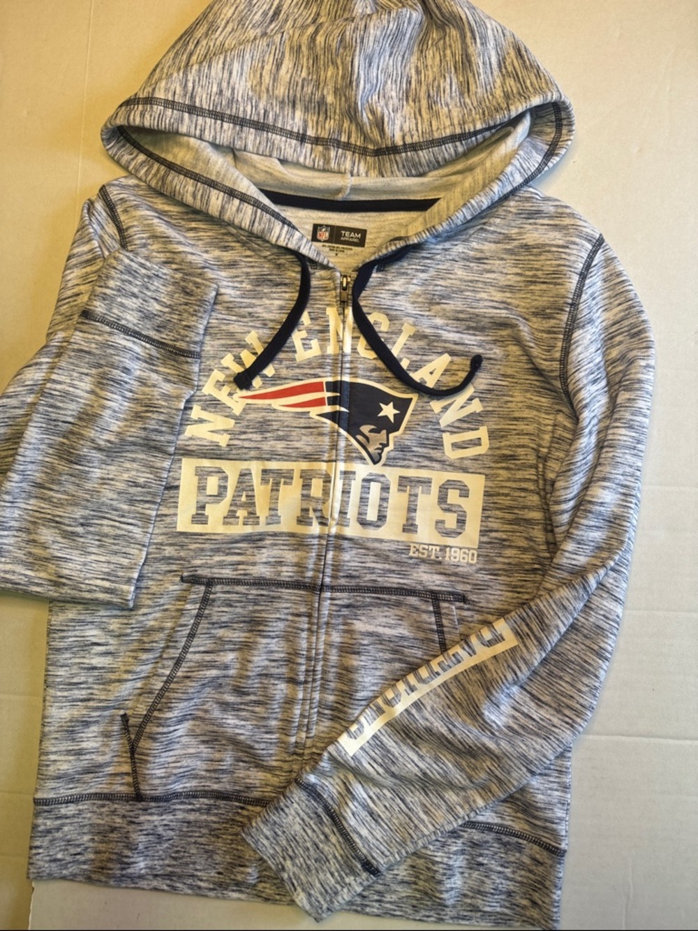 NFL New England Patriots Gray Heather Full-Zip Hoodie